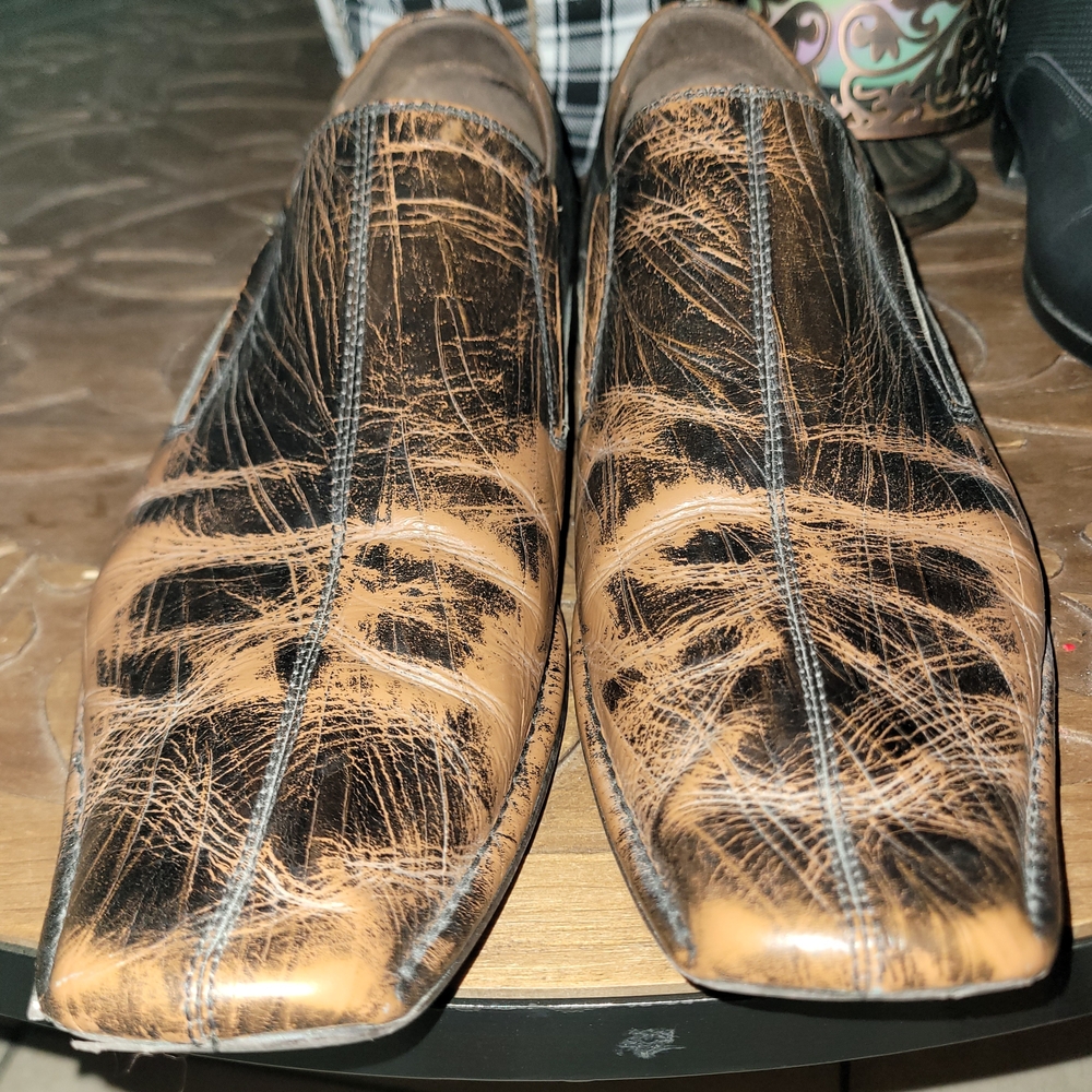 Aldo Distressed Brown and Black Loafers